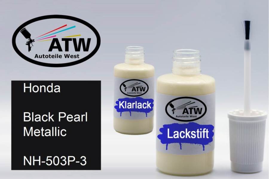 Honda, Black Pearl Metallic, NH-503P-3: 20ml Lackstift + 20ml Klarlack - Set, von ATW Autoteile West.